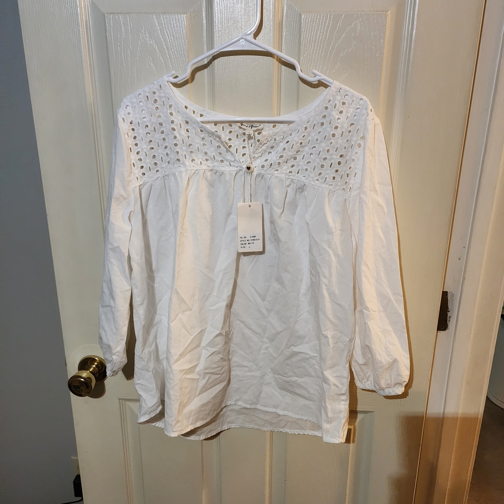 Grand & Greene Ivory Eyelet Top